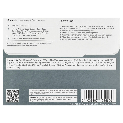 PatchAid, Detské Omega-3 Brain Support Patche, 30 Patchí 1