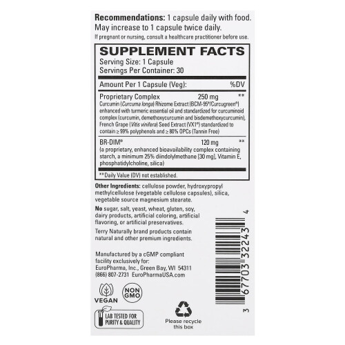 Terry Naturally, Dim Complex With BCM-95 Curcumin, 30 Kapsler 1