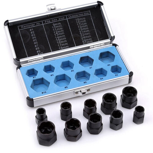 10-Piece Nut Removal Nut Damage Bolt Extractor Hexagon Nut Removal Tool Set High 2