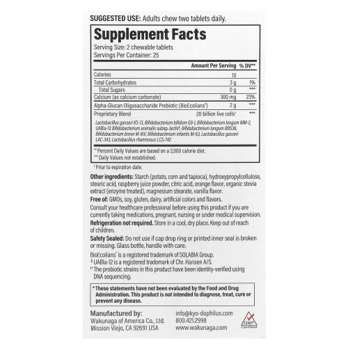 Kyolic, Kyo-Dophilus Pro+ Synbiotisch, Berry Smoothie, 50 Eetbare Tabletten 1