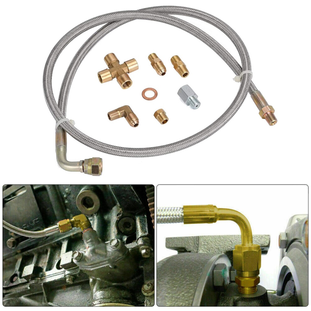 Universal Turbo Oil Feed Oil Return Oil Drain Kit 1/8 Npt 4An T3 T4 T3/T4 T04e T70 T66 T67 Gt35 Gt45 4712591357475