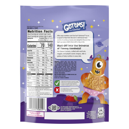 Gerber Gerber, Get'ems!, Space Crackers, For Børn 3+, Pizza, 5 oz (142 g) 1