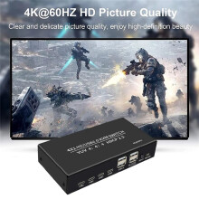 Seletor de Switcher KVM USB Compatível com 4K 60Hz 4 em 1 Saída para 4 Peças Share Monitor Mouse Teclado 4 Portas USB HDCP2.2