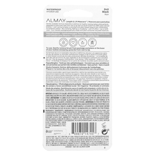 Almay, Lunghezza e Elevazione del Mascara, 040 Nero, 0,24 fl oz (7,1 ml) 2