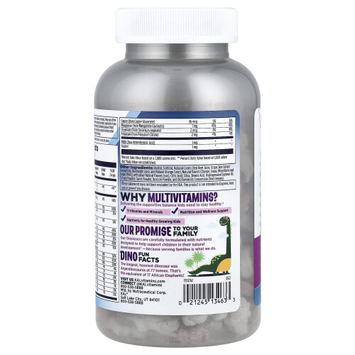 KAL, MultiSaurus, Berry, Grape & Orange, 180 Chewing Tablets 2