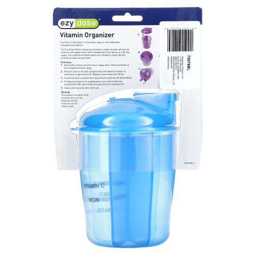Ezy Dose, Vitamin Organizer with Labels, Blue, 1 Count 1