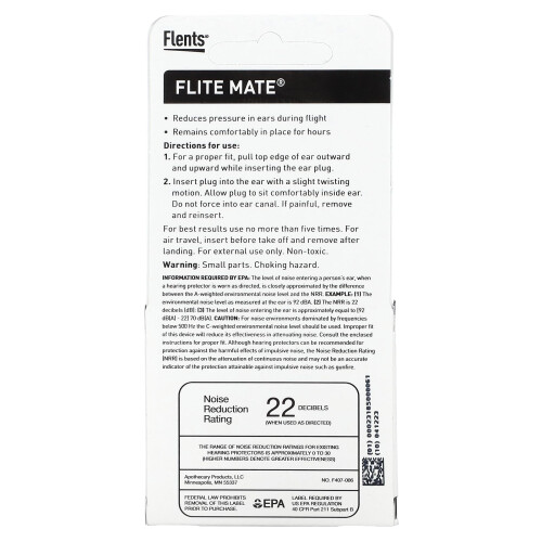 Flents, Flite Mate, Drukreducerende Oorpluggen, 1 Set + Etui 1