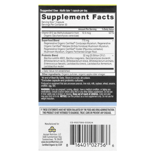 Ancient Nutrition, Probiotice Zilnice, 30 Capsule 1