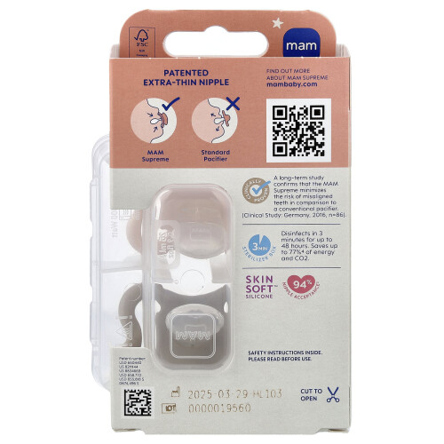 MAM MAM, Supreme Night Pacifier, 0-6 Months, Clear, 2 Count 1