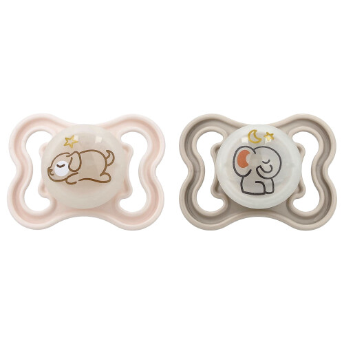 MAM MAM, Supreme Night Pacifier, 0-6 Months, Clear, 2 Count 2