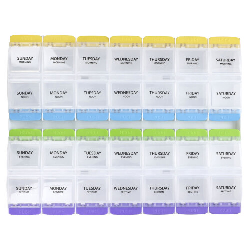 Ezy Dose, Ugentlig 4X/Dag med Push Knapper Medtime Planner, 3XL, 1 Count 2