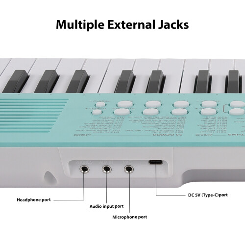 Pianoforte elettronico a 37 tasti con 200 suoni, Bluetooth, microfono, rosa 2