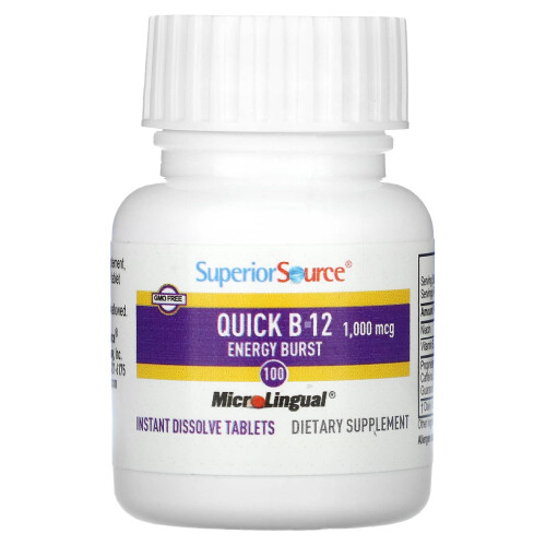 Superior Source, Quick B-12 Energi Burst, 1.000 mcg, 100 MikroLingual Instant Opløsnings Tabletter 2