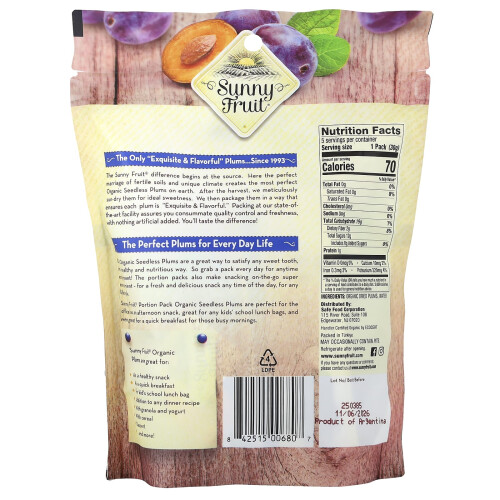 Sunny Fruit, Οργανική Στερεοποιημένη Σουλίδες,  5 Portion Packs, 1.06 oz (30 g) Each 1