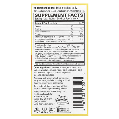 Terry Naturally, Curamin, Αντιμετώπιση Κεφαλαλγίας, 21 Tablets 1