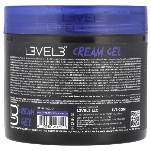 Level 3, Krem Gel, Infusio Vitamiini B5:lla, 16.9 fl oz (500 ml) 1