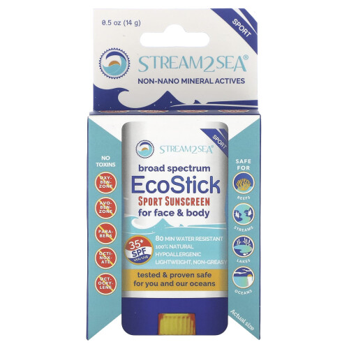 Stream2Sea, EcoStick Αθλητικό Ηλιακό Κρέμα, SPF 35+, 0.5 oz (14 g) 1