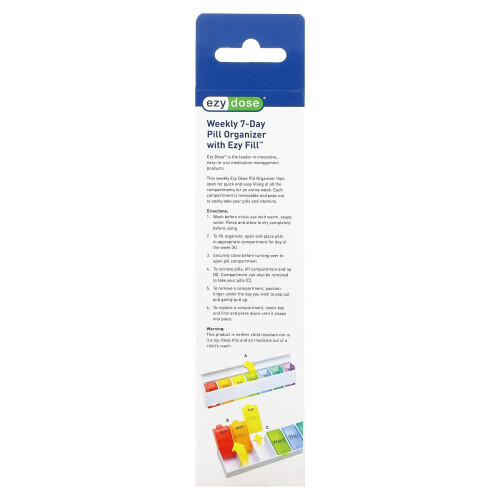 Ezy Dose, Weekly 7-Day with Ezy Fill Pill Organizer, 1 Count 1