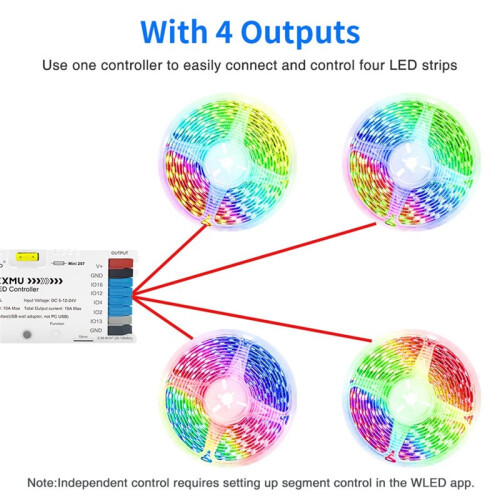 GLEDOPTO ESP32 WLED LED Strip Light Controller with 4 Outputs Ethernet Micr UART  Saving Relay 20A Pluggable Fuse White