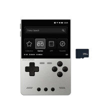 Brick Hammer Retro Handheld Game Console Metal CNC Aluminum Alloy Body 3.2inch IPS Screen with 256GB Card Silver