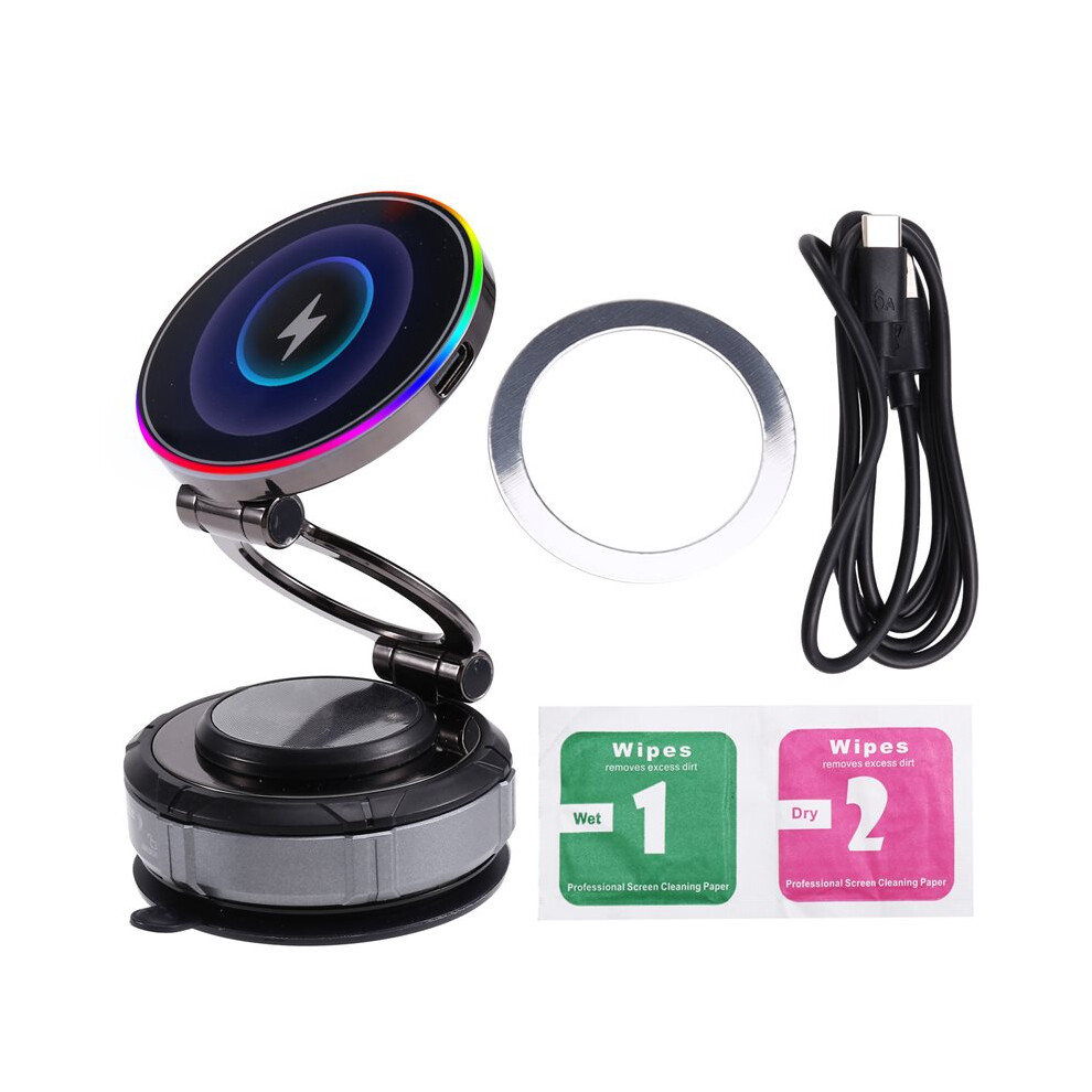 Upgraded 15W Wireless Faster Charging 360 Vacuum Magnetic Phone Holder For Suction Cup Phone Mount For Car 6031444422725