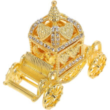 Royal Carriage Jewelry Box Hinged Lid,Rhinestone Enameled Trinket Organizer, Crystal Jewelry Display for Women