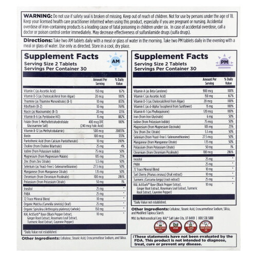 KAL, Multivitamine, 's Morgens & 's Avonds, 2 Pack, 60 Tablets Each 1