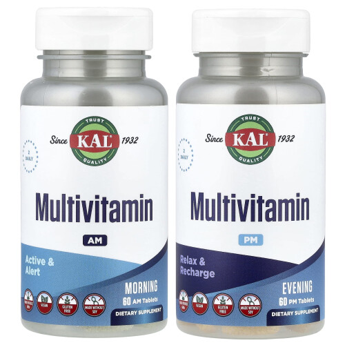 KAL, Multivitamine, 's Morgens & 's Avonds, 2 Pack, 60 Tablets Each 2