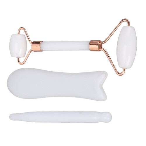 Jadestone Roller-Massage Gua-Sha-Set, Weiß 1
