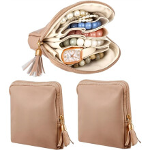 2 Pcs Small Travel Jewelry Case for Women Gift, Jewelry Pouch Organizer Bag with Zipper, for Necklaces,Rings