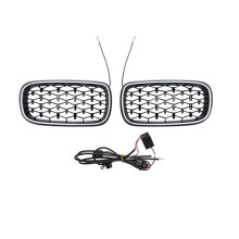 New Front Diamond Kidney Grill Meteor Style for F15 F16 X5 X6 2014-2017 Car Bumper Front Grille with LED Light