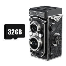 Appareil Photo Numérique Vintage à Double Objectif 5 MP, Vidéo FHD 1080p, Appareil Photo Rétro Portable avec Flash, 32 Go A