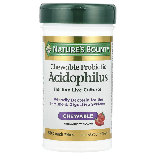 Nature's Bounty, Ψιλοκολλητό Προβιοτικό Acidophilus, Στρωνέρι, 1 Billion, 60 Ψιλοκολλητά Βάφια 2