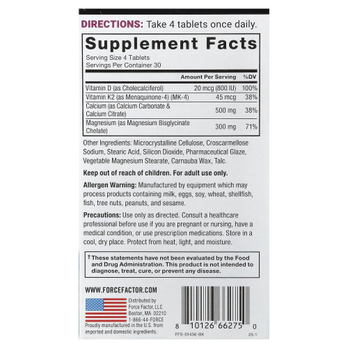 Force Factor, Magnesio Glycinato Ultimo, 120 Comprimato 1