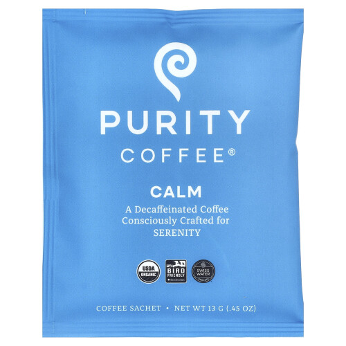 Purity Coffee, Calm, Sachet, Decaffeinated, 5 Sachets, 0.45 oz (13 g) Each 2