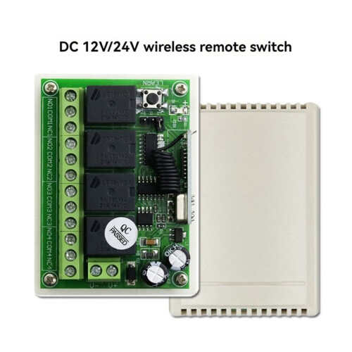 433MHz 12V 24V Relay Module Receiver with 2xTransmitter RF Wireless Remote Control  for Garage Light Motor DIY 2