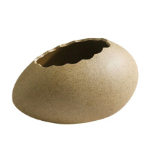 Versatile Dinosaur Egg Bowl, Modern Design Plant Planter With Unique Egg Shell Shape, Stylish Office Desk Ornament, Ceramic Multi-Use Vase, Unique