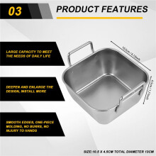 Stainless Steel Food Storage Tray Double Ears Fried Chicken Square Plate Snack Fruit Plate Food Display Kitchen Tools, A