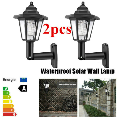 2 X LED op Zonne-, Buitentuinhek, Muurlantaarn, Lichtlamp, Lichtsensor 1
