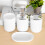 4 Pcs Plastic Bathroom Accessory Set,Bath Toilet Brush Accessories Set with Toothbrush Holder,Toothbrush Cup(White) 5