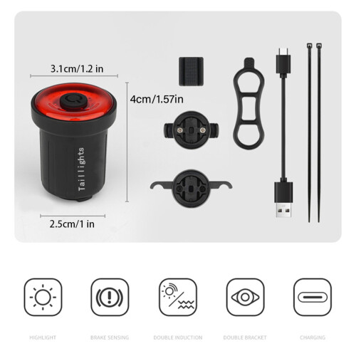 Mini Bike Tail Light Smart/Normal Version, 3.7V 400mAh, 4cm 2