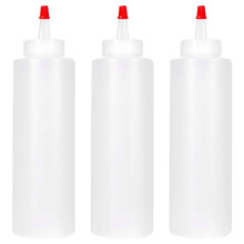 6PC Squeeze Squirt Condiment Bottles for Sauces - 16 Ounce - Perfect Containers for Ketchup, BBQ, Sauces, Syrup