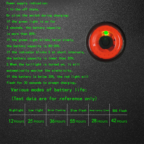 Mini Bike Tail Light - Smart/Normal Version, 3.7V 400mAh, USB Rechargeable 2
