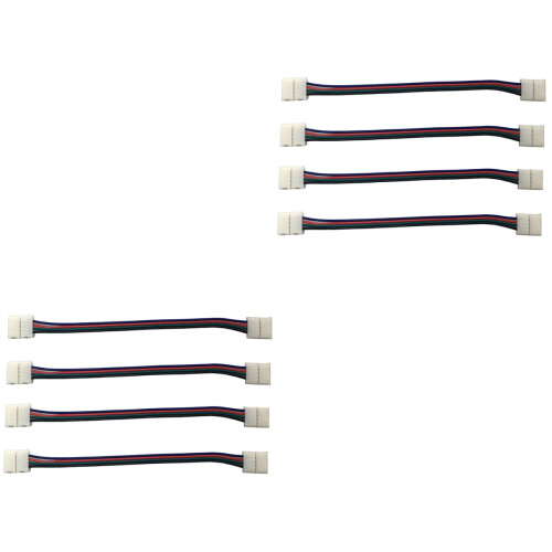 8Pcs Flexible 4-Pin Rgb LED Light Strip Connectors Assorted 2