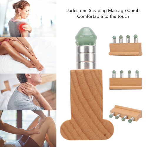 Peine de masaje rectangular con 4 cabezas Jadestone para raspado 2