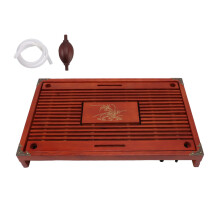 Bandeja de chá de madeira estilo Kung Fu com estampa de orquídea, 43x28cm