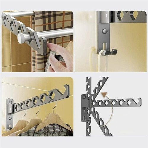 Clothes Drying Rack 180Adjustable Clothes Drying Hanger Wall Mounted Aluminum Alloy Clothes Stand Foldable Space Saving 1
