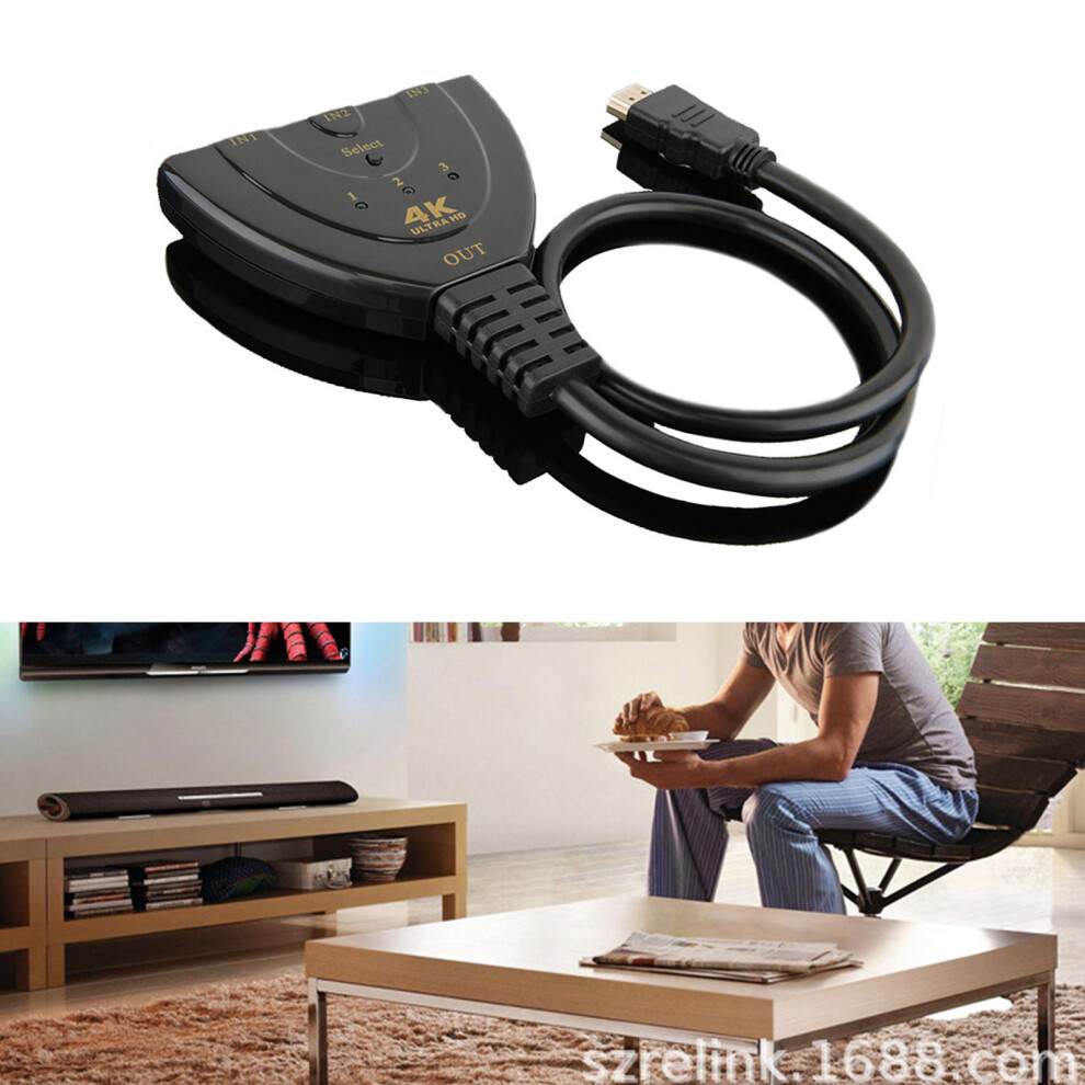 3-In-1 4K Hdmi Switcher 3-Port With Status Indicator Black 5021389593957