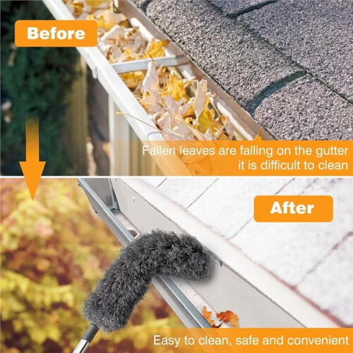 Gutter Cleaning Tool From Ground - Gutter Cleaning Tools Easy Remove Leaves and Debris Under Gutter Hangers 2