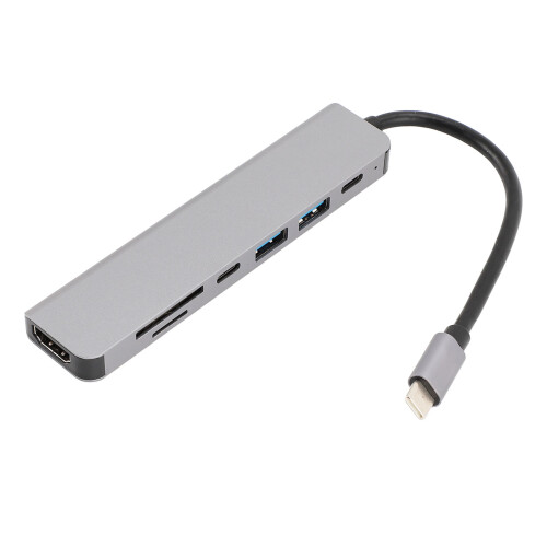 7-in-1 Type-C Hub Docking Station, 4K Video, USB 3.0, PD 1
